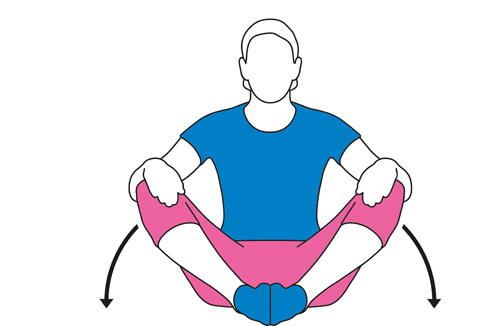 Exercício de levantamento do joelho e rotação do quadril para os quadris.