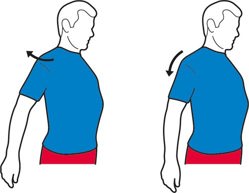 Man performing shoulder stretch