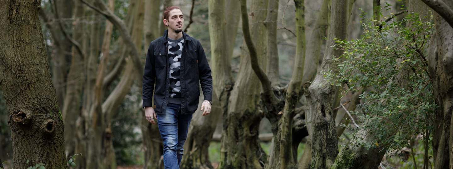 Man walking in woods