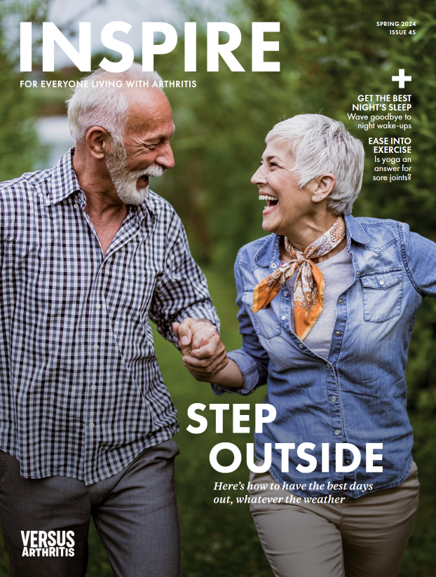 Front cover of Inspire magazine with two people outside holding hands 