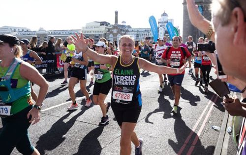 Elaine running in London Marathon