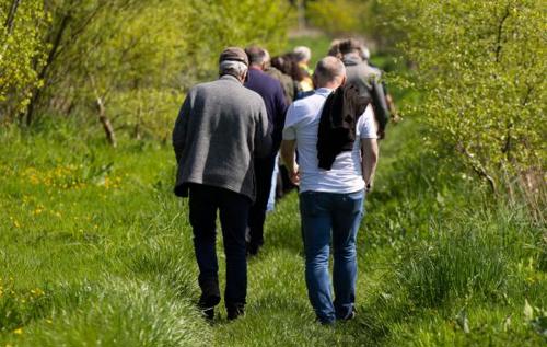 Men walking in countryside