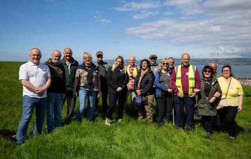 Smiling walking group